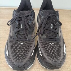 Women’s Hoka Clifton 9 Black and Gray Sneakers